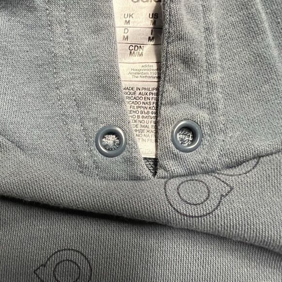 Adidas All Over Logo Hooded Sweatshirt Adult Medium Blue/Gray Hoodie Pockets - Picture 8 of 10